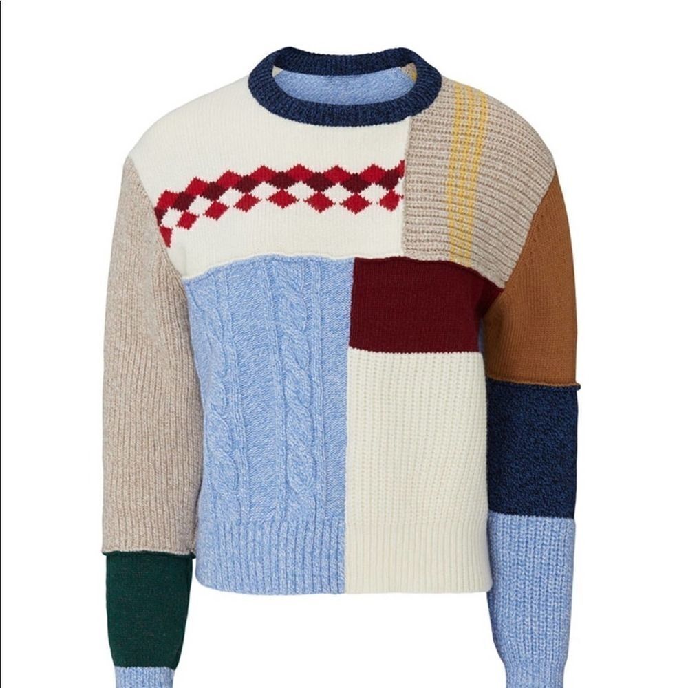 Alexa Chung chunky sweater wool patchwork - Picture 3 of 3